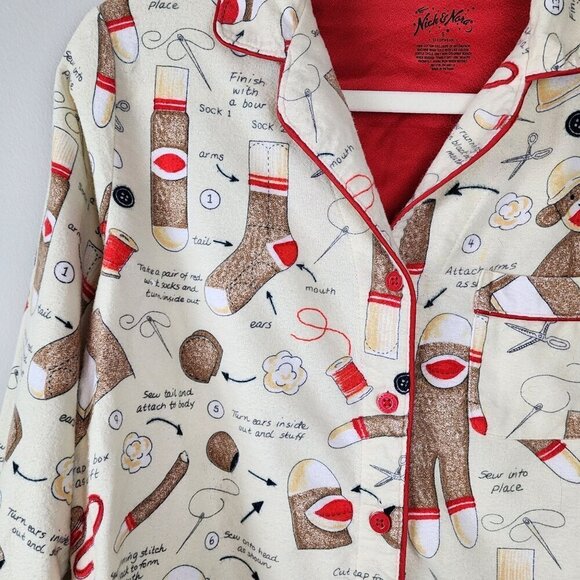 Nick and Nora size S How to make sock monkey instructions pajama top - Picture 2 of 12